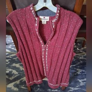 Woolrich Red Cardigan with Ribbed Knit Design